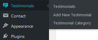 The Add Testimonials menu